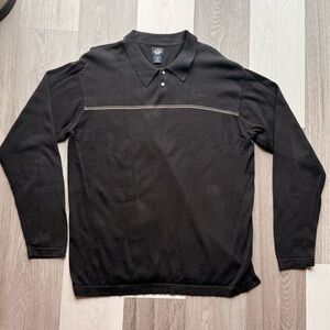 Dockers Men's XL Long Sleeve Black Cotton Polo Sweater with Stripe Detail